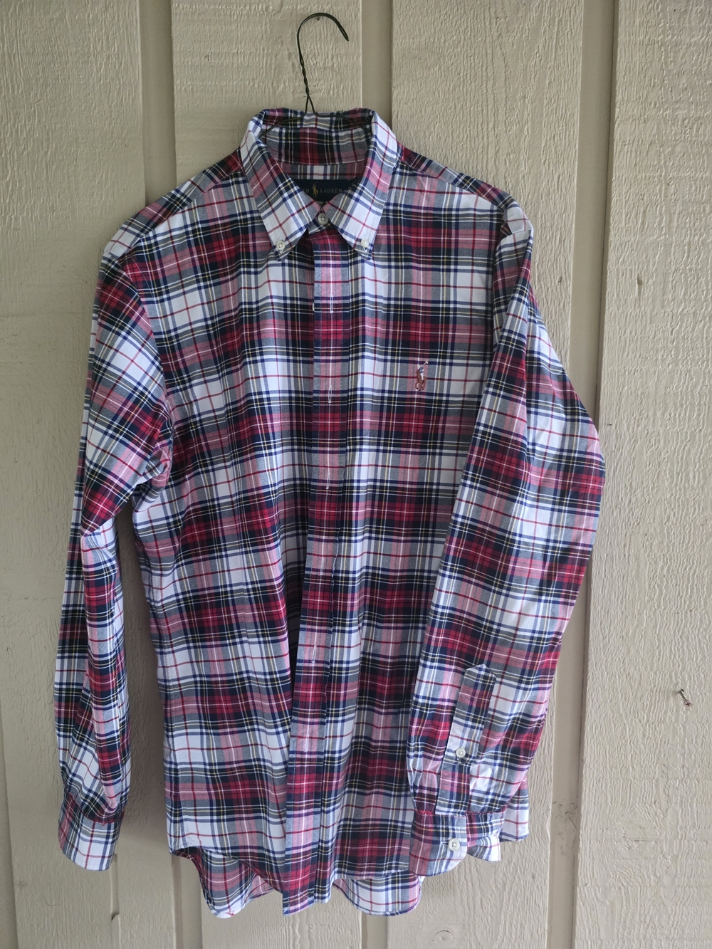 Ralph Lauren Red, White and Navy Plaid Button-Down Shirt